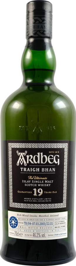 Ardbeg Traigh Bhan Small Batch Release American Oak and Oloroso Sherry 46.2% 700ml