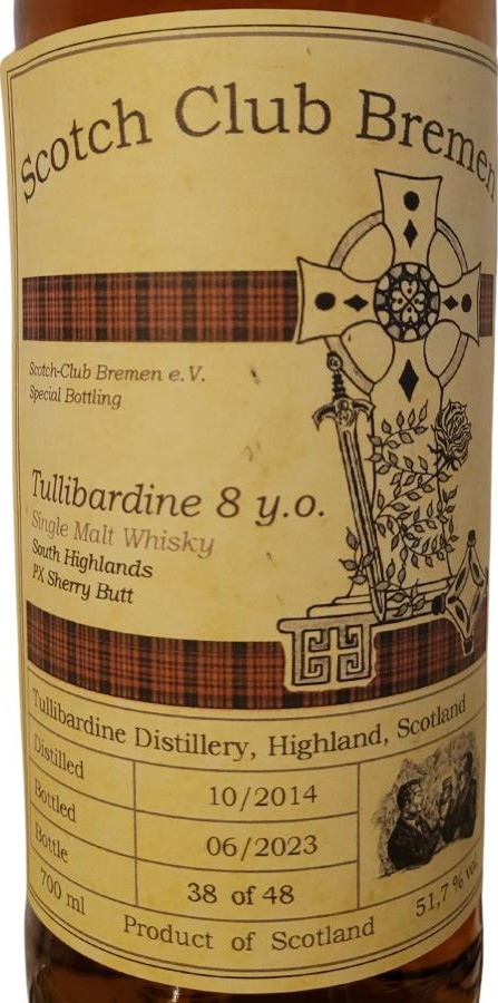 Tullibardine 2014 UD Scotch-Club Bremen PX Sherry Butt 51.7% 700ml