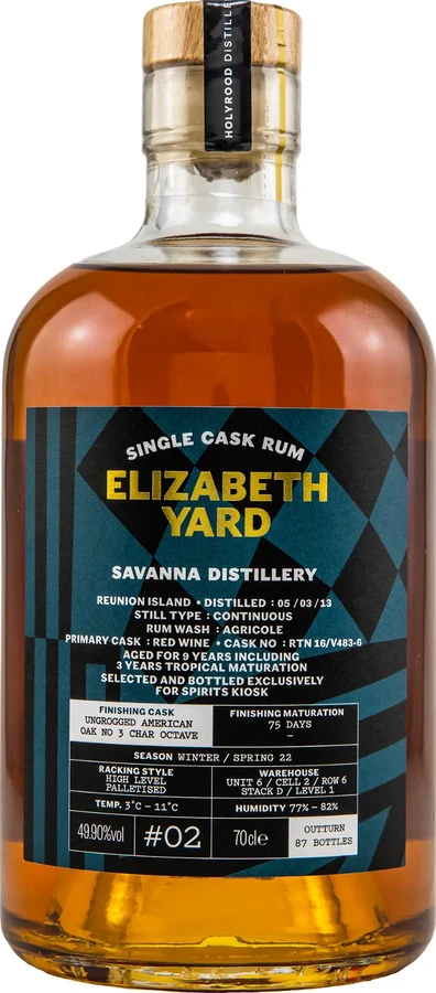 Elizabeth Yard 2013 Savanna Reunion #2 Ungrogged American Oak Char Octave Finish 9yo 49.9% 700ml