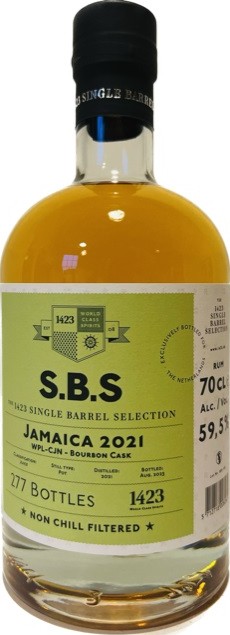 S.B.S 2021 Jamaica WPL-CJN Bottled Exclusively for the Netherlands 59.5% 700ml