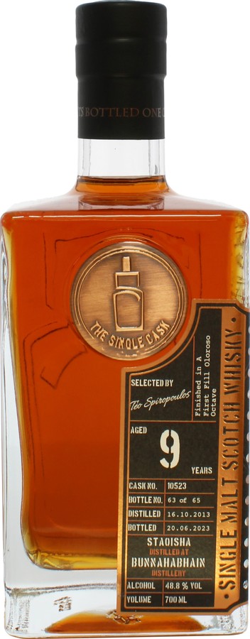 Bunnahabhain Staoisha 2013 TSCL The Single Cask 1st Fill Oloroso Octave Finish Selected by Teo Spiropoulos 48.8% 700ml