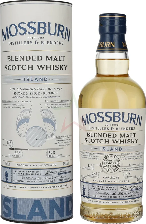 Island Blended Malt Scotch Whisky MDB The Mossburn Cask Bill No 1 ex-Bourbon Barrel 46% 700ml