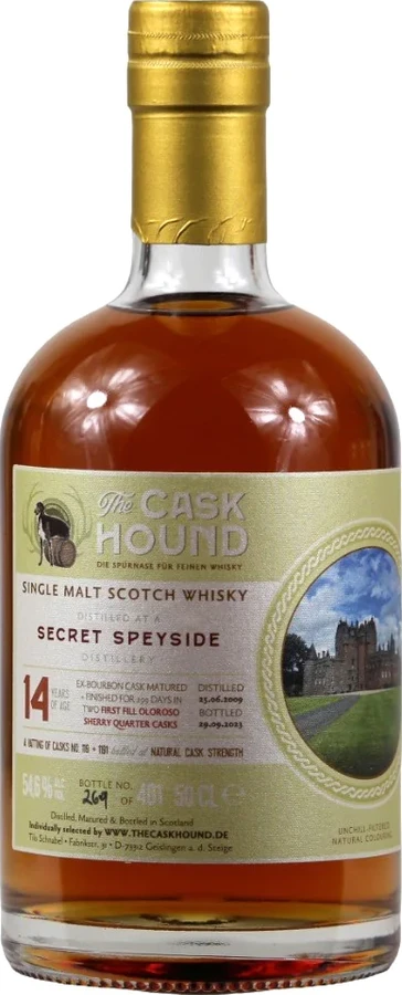 Secret Speyside 2009 TcaH Refill Bourbon + Finish 299 Days Oloroso-QC 54.6% 500ml