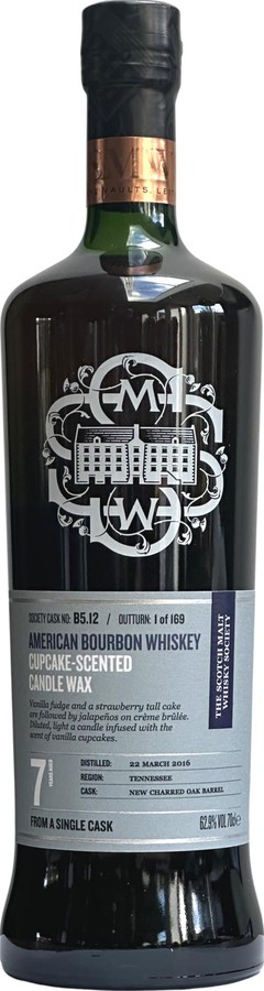 George Dickel 2016 SMWS B5.12 Cupcake scented candle wax New Charred Oak Barrel 62.9% 700ml