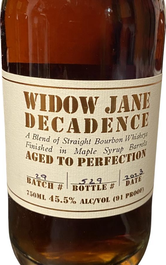 Widow Jane 10yo Decadence Maple Syrup Barrel Finish 45.5% 750ml