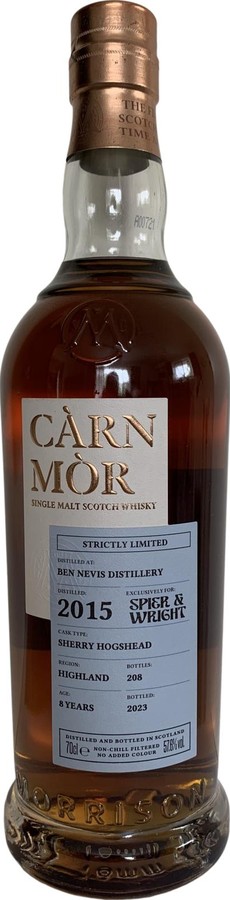 Ben Nevis 2015 MSWD Carn Mor Strictly Limited Edition Sherry Hogshead Spier & Wright Whisky Merchants 57.6% 700ml