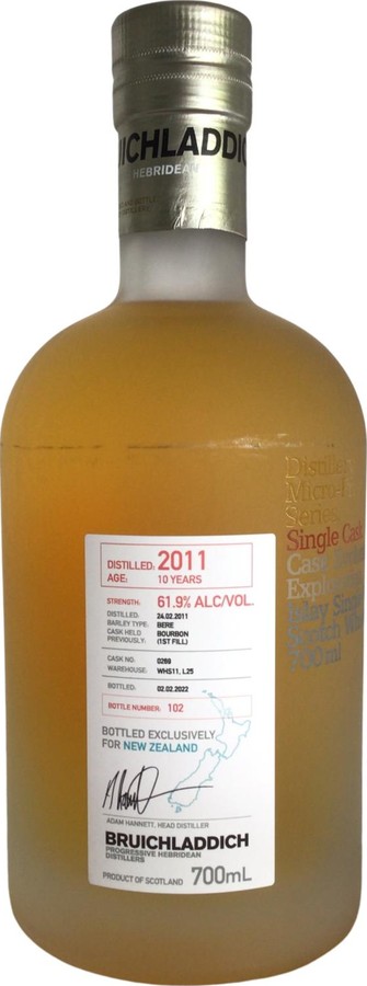 Bruichladdich 2011 Micro Provenance Series Bourbon 1st Fill Exclusively for New Zealand 61.9% 700ml