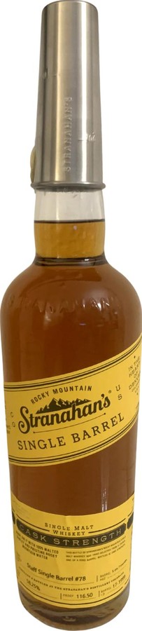 Stranahan's 2017 Single Barrel American White oak barrel Staff Single Barrel #78 58.25% 750ml