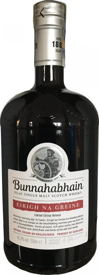 Bunnahabhain Eirigh Na Greine Limited Edition Release French red wine Travel Retail 46.3% 1000ml