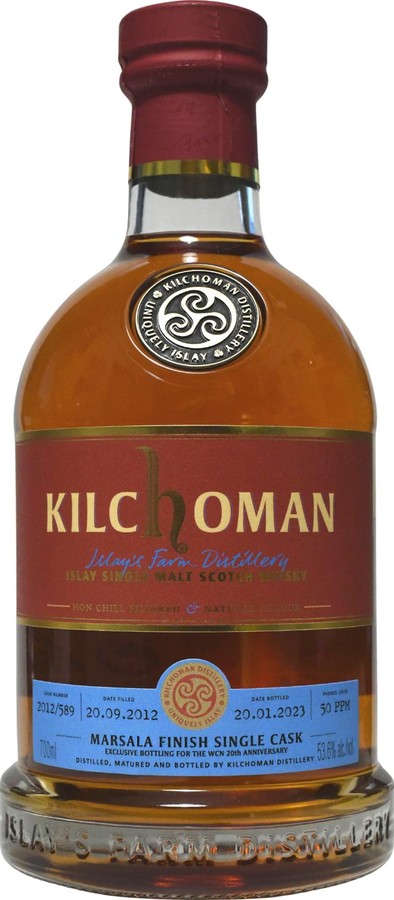 Kilchoman Wcn 20th Anniversary Private Cask Bottling refill Bourbon Barrel & Marsala Hgd Finish Whisky CLUB Nantais 20th Anniversary 53.6% 700ml