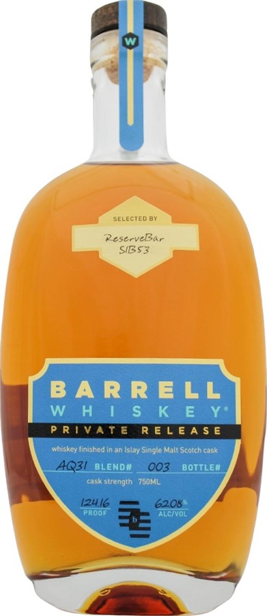 Barrell Whisky Private Release Finished in al Islay Single Malt Scotch Cask ReserveBar S1B53 62.08% 750ml