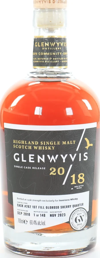 GlenWyvis 2018 1st Fill Oloroso Quarter Cask Inverness Whisky 60.4% 700ml