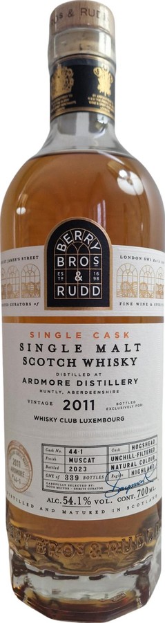 Ardmore 2011 BR Single Cask Muscat Whisky Club Luxembourg 54.1% 700ml