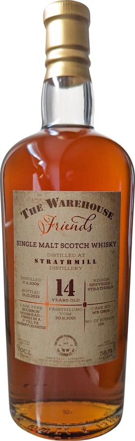 Strathmill 2009 WW8 Bourbon Hogshead Firstfill PX Quarter Finish The Warehouse & Friends 58.7% 700ml