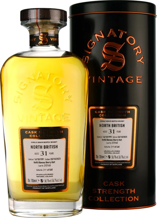 North British 1991 SV Cask Strength Collection Refill Oloroso Sherry Butt 56.1% 700ml