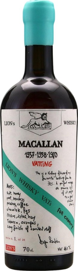Macallan 1937 1938 1940 Vatting Bottled for Charity 44.3% 700ml