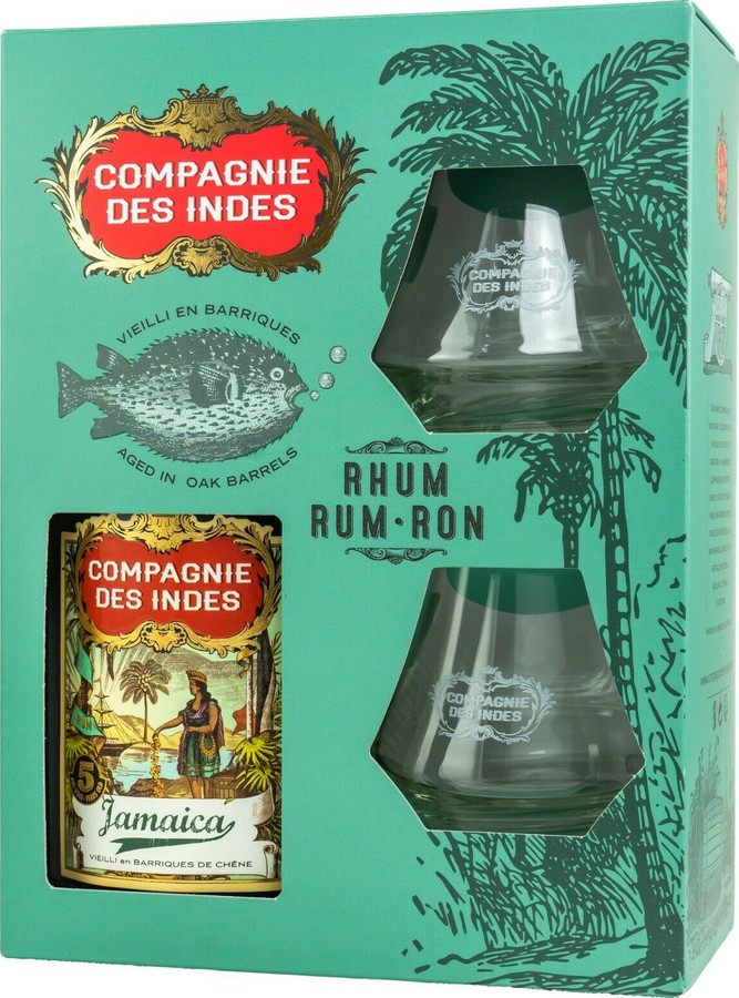Compagnie des Indes Jamaica Giftbox With Glasses 5yo 43% 700ml