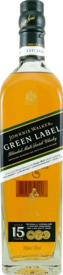 Johnnie Walker Green Label Blended Malt Scotch Whisky 43% 700ml