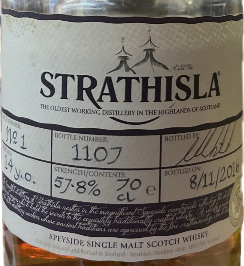 Strathisla 14yo Hand bottled available only at the distillery 57.8% 700ml