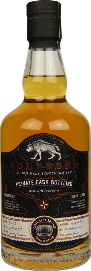 Wolfburn 2014 Private Cask Botteling Sherry Quarter Cask casQueteers 56.9% 700ml
