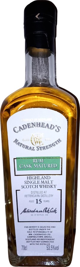 Fettercairn 2007 CA Natural Strength Rum Hogshead 53.5% 700ml