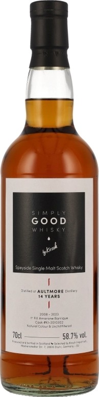 Aultmore 2008 KI Simply Good Whisky 1st Fill Amarone Barrique 58.7% 700ml