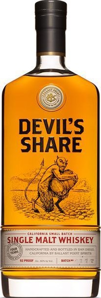 Devil's Share 4yo Single Malt Whisky Heavily Charred American Oak Barrels 46% 750ml