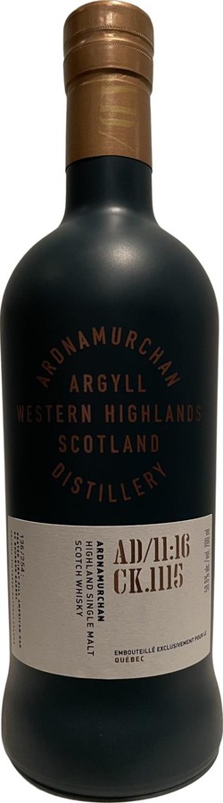 Ardnamurchan 2016 AD 11:16 CK.1115 1st Fill American Oak Ex Bourbon Barrel Exclusively bottled for Quebec 58.8% 700ml