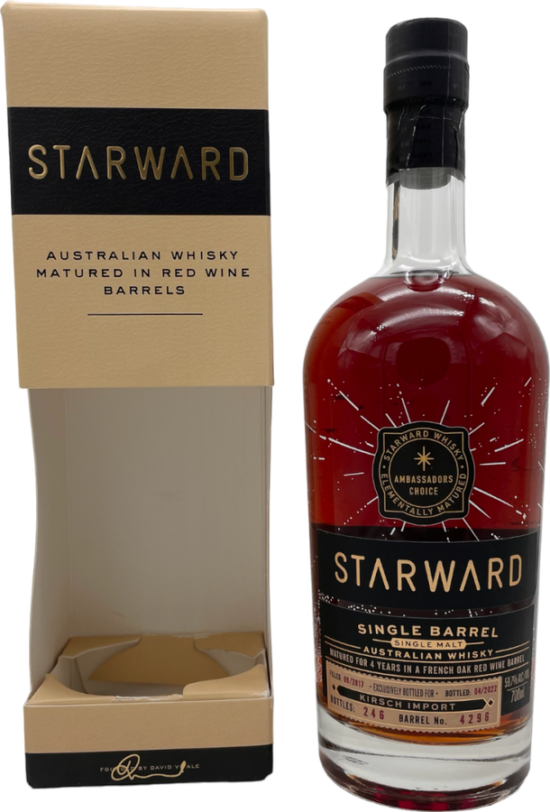 Starward 2017 Ambassadors Choice French Oak Red Wine Barrel Kirsch Import 59.7% 700ml