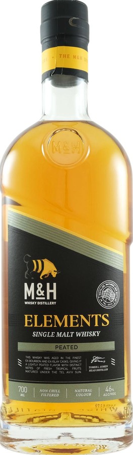 M&H Elements Peated Ex-Bourbon & Ex-Islay Cask 46% 700ml