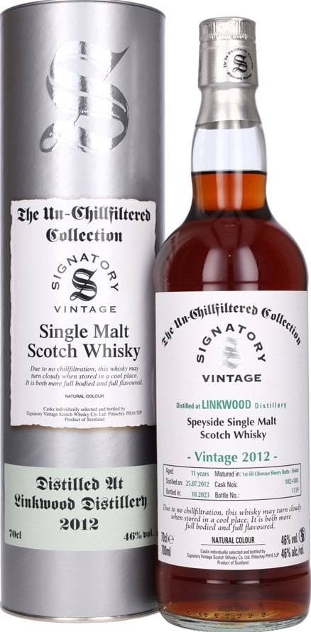 Linkwood 2012 SV The Un-Chillfiltered Collection 1st Fill Oloroso Sherry Butts Finish 46% 700ml