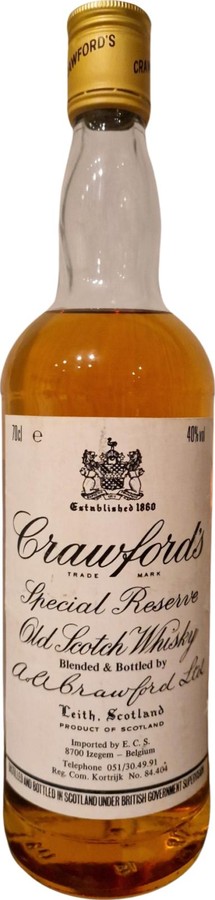 Crawford's sco Special Reserve Old Scotch Whisky imported by E. C. S. 8700 Izegem 40% 700ml