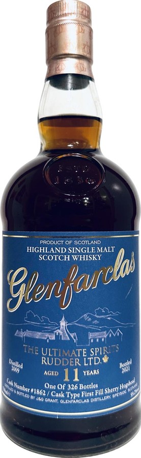 Glenfarclas 2009 1st Fill Sherry Hogshead The Ultimate Spirits Rudder Ltd 59.2% 700ml