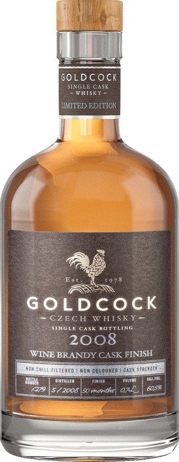 Gold Cock 2008 Single Cask Czech Oak & Wine Brandy Finish 60.5% 700ml