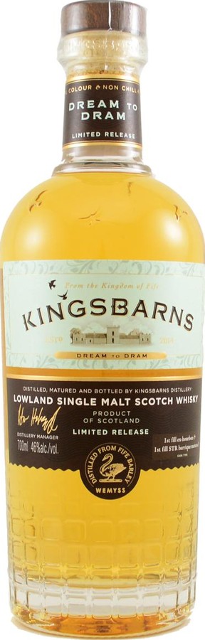 Kingsbarns Dream to Dram Limited Release 1st fill ex-Bourbon and STR 46% 700ml