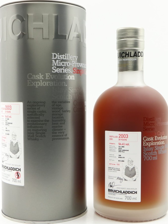 Bruichladdich 2003 Cask Evolution Exploration Port Hogshead 2nd Fill Private Clients 54.4% 700ml