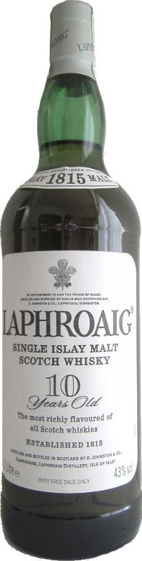 Laphroaig 10yo Single Islay Malt Scotch Whisky Duty Free 43% 1000ml