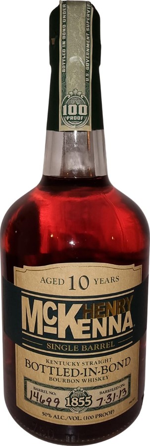 Henry McKenna 10yo Single Barrel Bottled in Bond Charred white oak barrel 50% 750ml