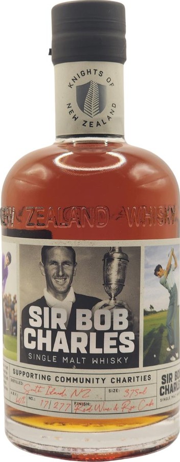 New Zealand Single Malt Whisky Sir Bob Charles NWZC 60% 375ml