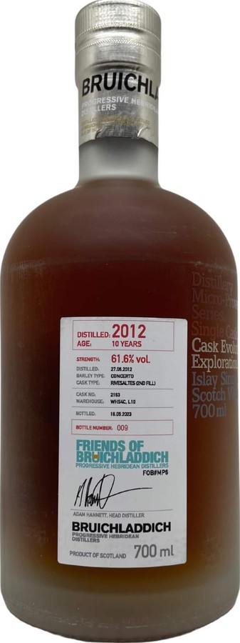 Bruichladdich 2012 Micro-Provenance Series Rivesaltes 2nd fill Friends of Bruichladdich 61.6% 700ml