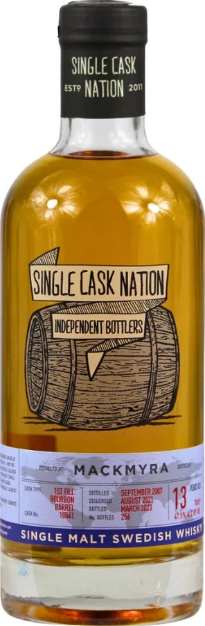 Mackmyra 2007 JWC Single Cask Nation 1st Fill Bourbon Barrel Single Cask Nation 47.5% 700ml