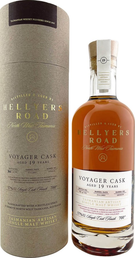 Hellyers Road 2003 Voyager Cask Number 20F10C04 19yo 57% 700ml