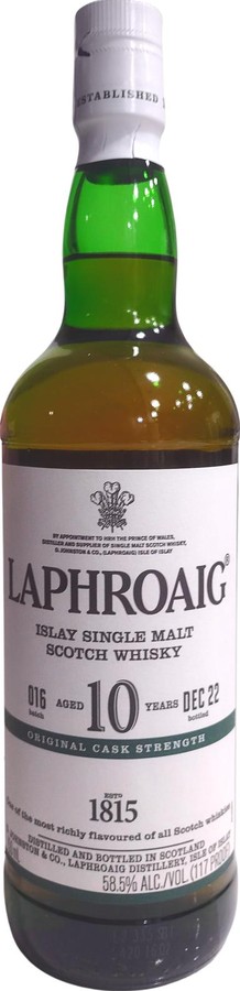 Laphroaig Cask Strength Batch #016 Ex-Bourbon Barrels 58.5% 750ml