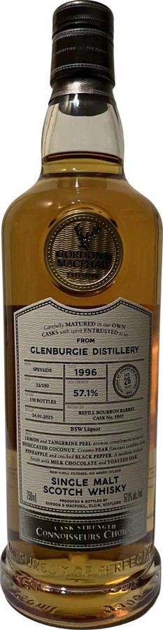 Glenburgie 1996 GM Connoisseurs Choice Cask Strength Refill Bourbon Barrel BSW Liquor 57.1% 750ml