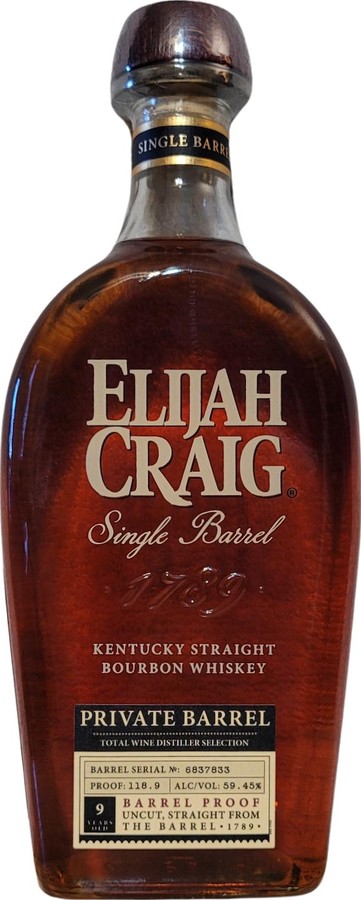 Elijah Craig 9yo Single Barrel Private Barrel Selection Total Wine & More 59.45% 750ml