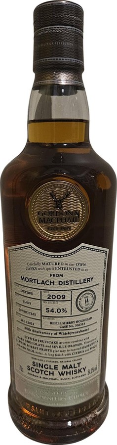 Mortlach 2009 GM Connoisseurs Choice Cask Strength 20th Anniversary of Whiskywarehouse 54% 700ml