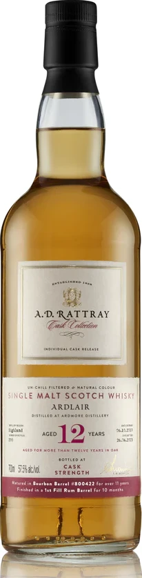 Ardlair 2010 AD Individual Cask Bottling Bourbon Barrel + Rum finish 57.5% 700ml