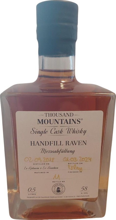 Thousand Mountains 2019 Handfill Raven Single Cask Whisky 58% 500ml