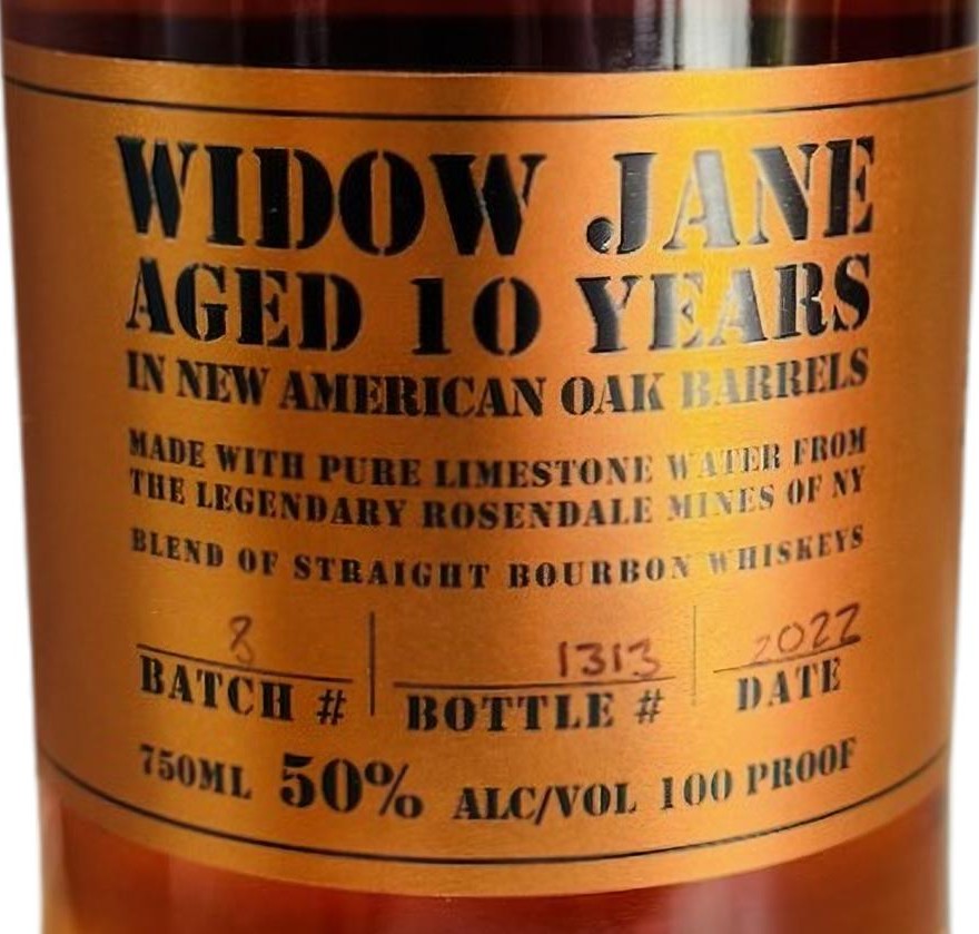 Widow Jane 10yo A Blend of Straight Whiskeys 50% 750ml