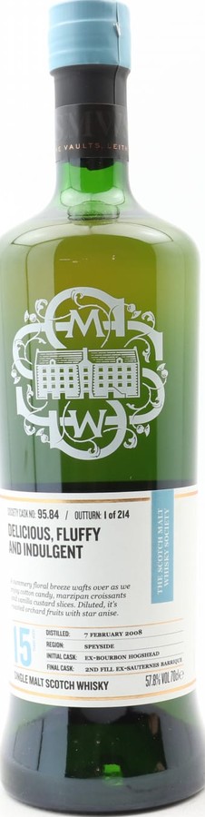 Auchroisk 2008 SMWS 95.84 Delicious fluffy and indulgent 2nd Fill Ex-Sauternes Barrique Finish 57.8% 700ml